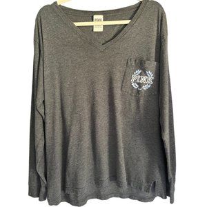 VS PINK Charcoal Long-Sleeve Shirt with Front Pocket Detail Size L